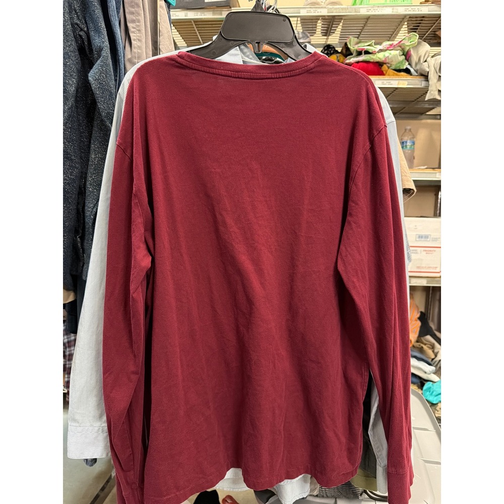 Polo Ralph Lauren Mens Long Sleeve T-Shirt‎ Burgundy Crewneck Pony Logo Size M - Picture 4 of 4